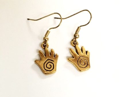 Earrings hand shaped hand therapy jewelry  gold with Egyptian spiral Cheap