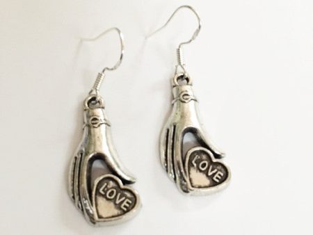 Earrings hand shaped hand therapy jewelry  Hands holding heart Discount