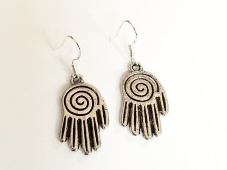 Earrings hand shaped hand therapy jewelry  silver swirl hand Fashion