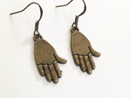 Earrings hand shaped hand therapy jewelry   brown open hand Cheap