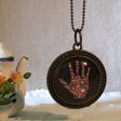 Necklace Glass dome  hand therapy jewelry flowered hand print Supply