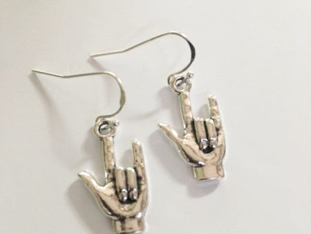 Earrings Hand Shaped hand therapy jewelry  I love you For Cheap