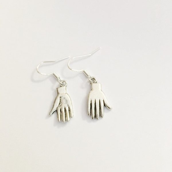 Earrings hand shaped hand therapy jewelry  silver palm up palm down Online Sale