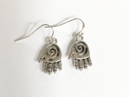 Earrings Hand Shaped hand therapy jewelry  Silver Healing swirl Fashion