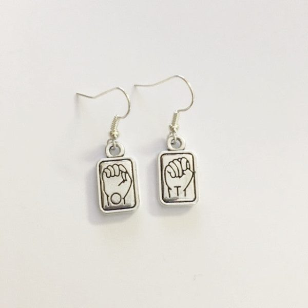 Earrings hand shaped hand therapy jewelry  sign language OT Online Sale