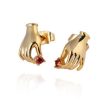 Earring hand shaped hand therapy jewelry 18K gold plated with sanguine jewel Online Sale