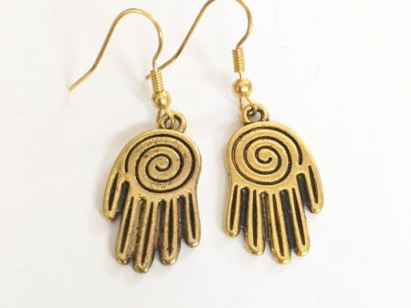 Earrings hand shaped hand therapy jewelry  Gold spiral hand Cheap