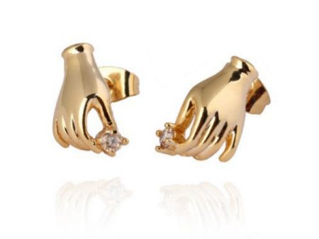 Earring hand shaped 18K gold plated snowy white jewel Fashion