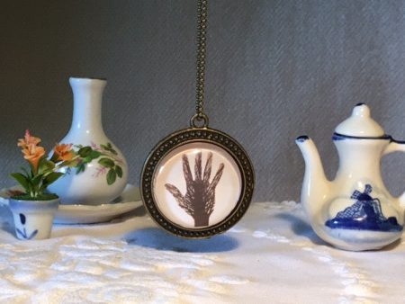 Necklace Glass Dome tree branch hand print Fashion