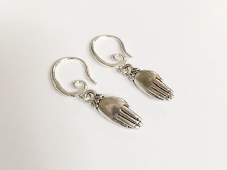 Earrings hand shaped hand therapy jewelry palm and flower For Sale