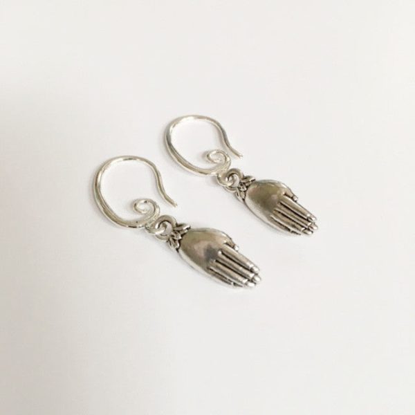 Earrings hand shaped hand therapy jewelry palm and flower For Sale