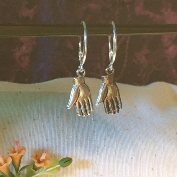 Earrings hand shaped hand therapy jewelry  silver palm up palm down Online Sale