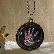 Necklace Glass Dome  hand therapy jewelry vibrant hand print Online now