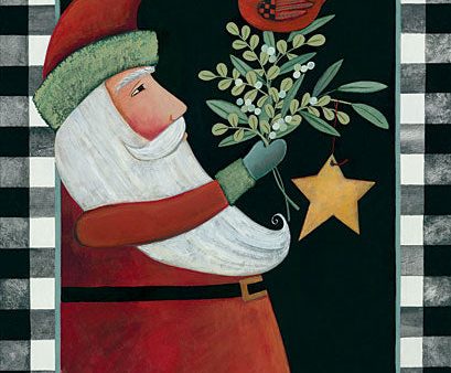 BER1406 - Santa Claus with Cardinal and Rusty Star - 12x16 Hot on Sale