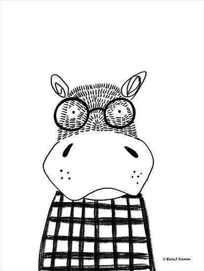 RN215 - Hippo in Glasses - 12x16 Sale