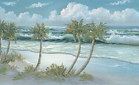 JAN261 - Palm Trees on Coast II - 18x9 on Sale